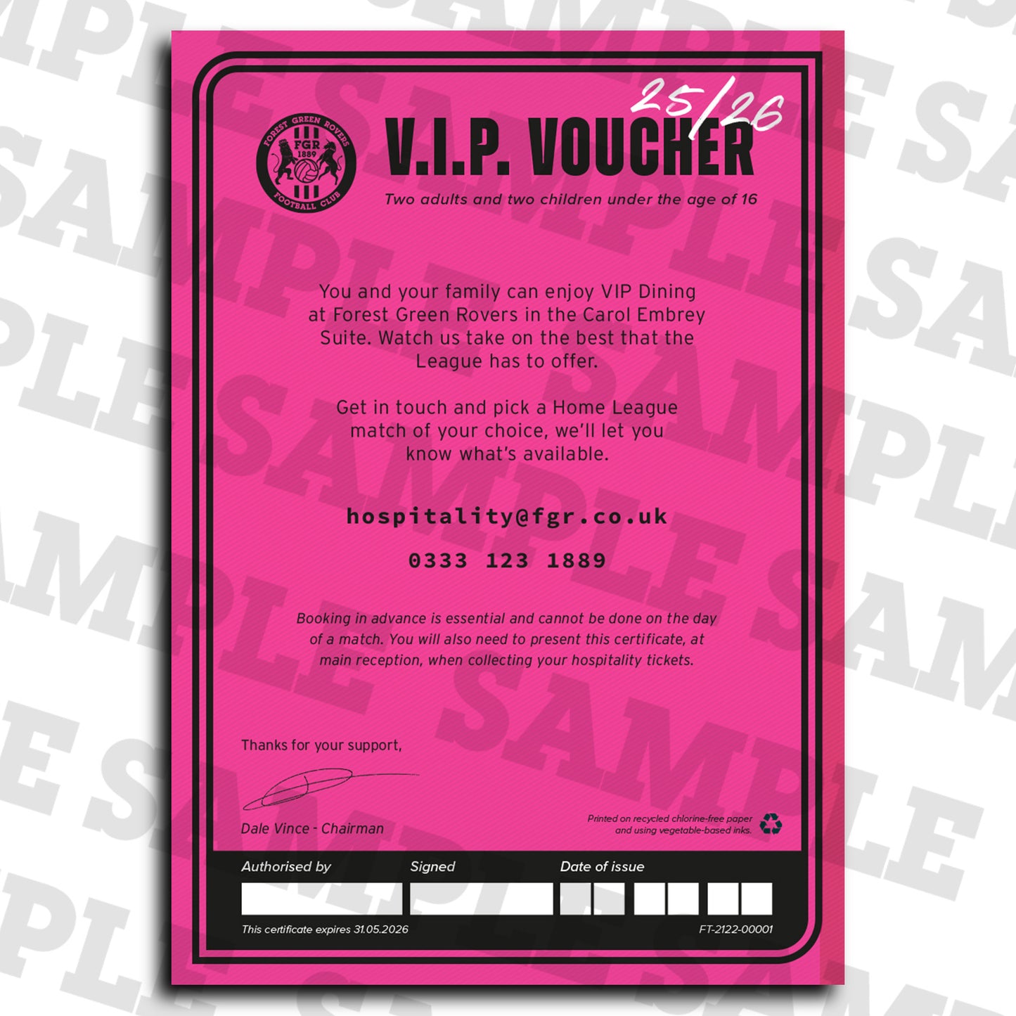 Carol Embrey Suite VIP Dining Package- 2 x Adults