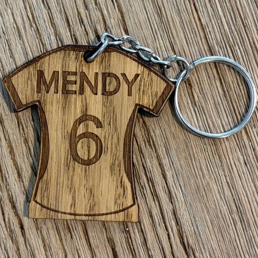 Wooden MENDY 6 Player Shirt Keyring
